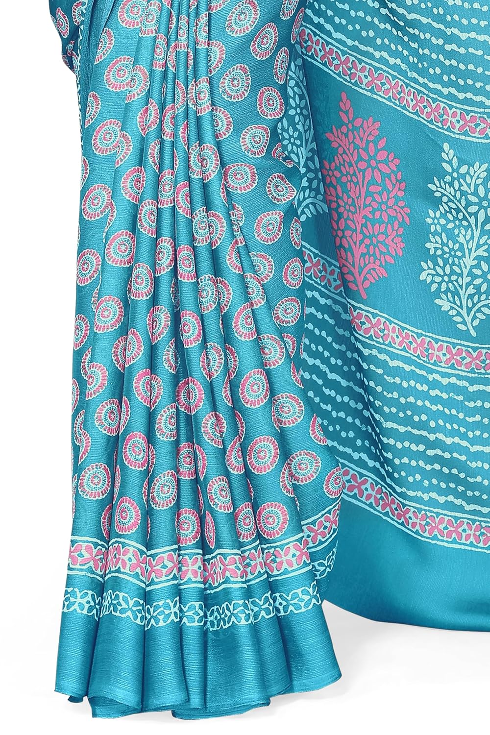 Women's Chiffon Block Printed Saree with Blouse Piece