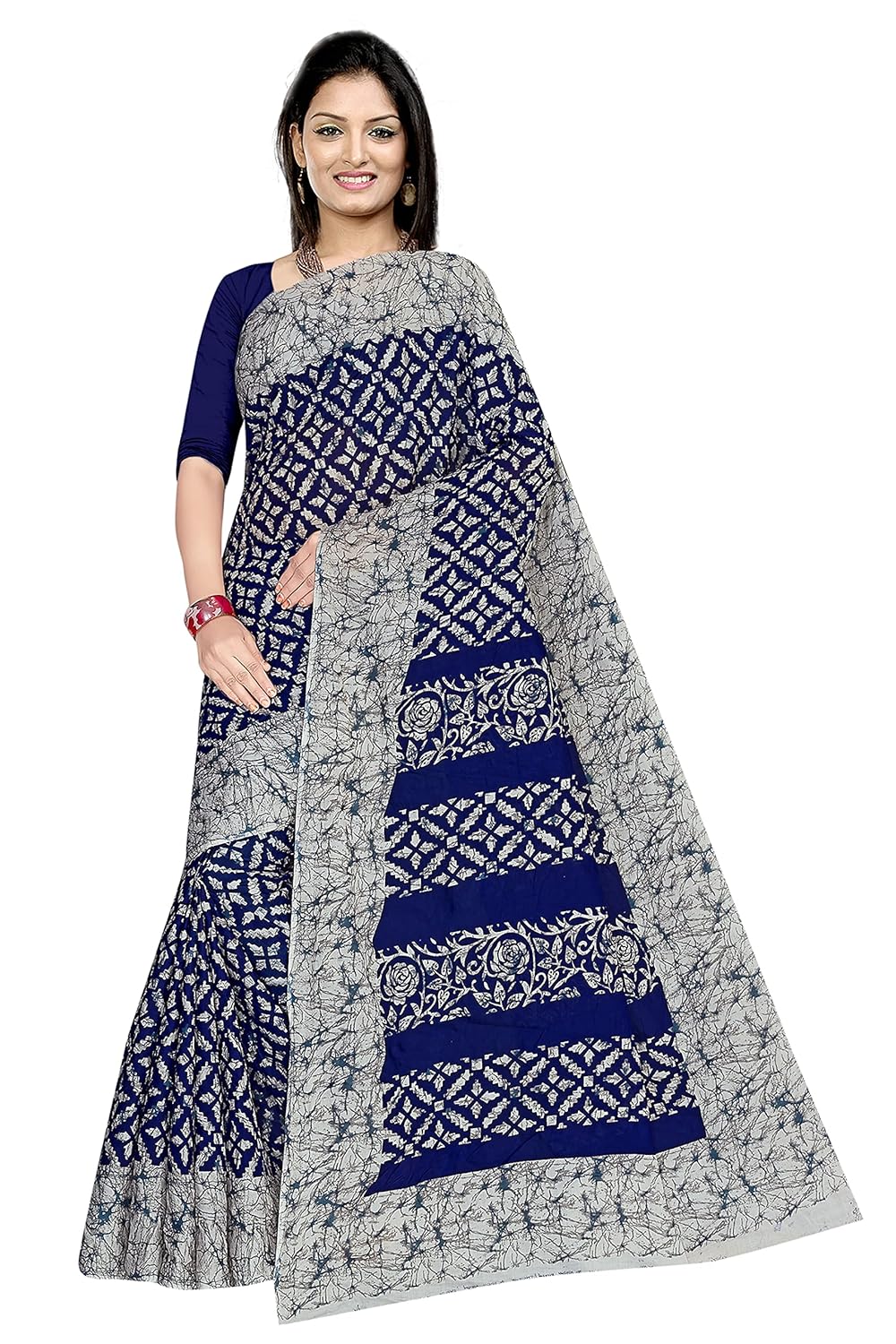 Women's Plain Pure Cotton Saree Without Blouse Piece