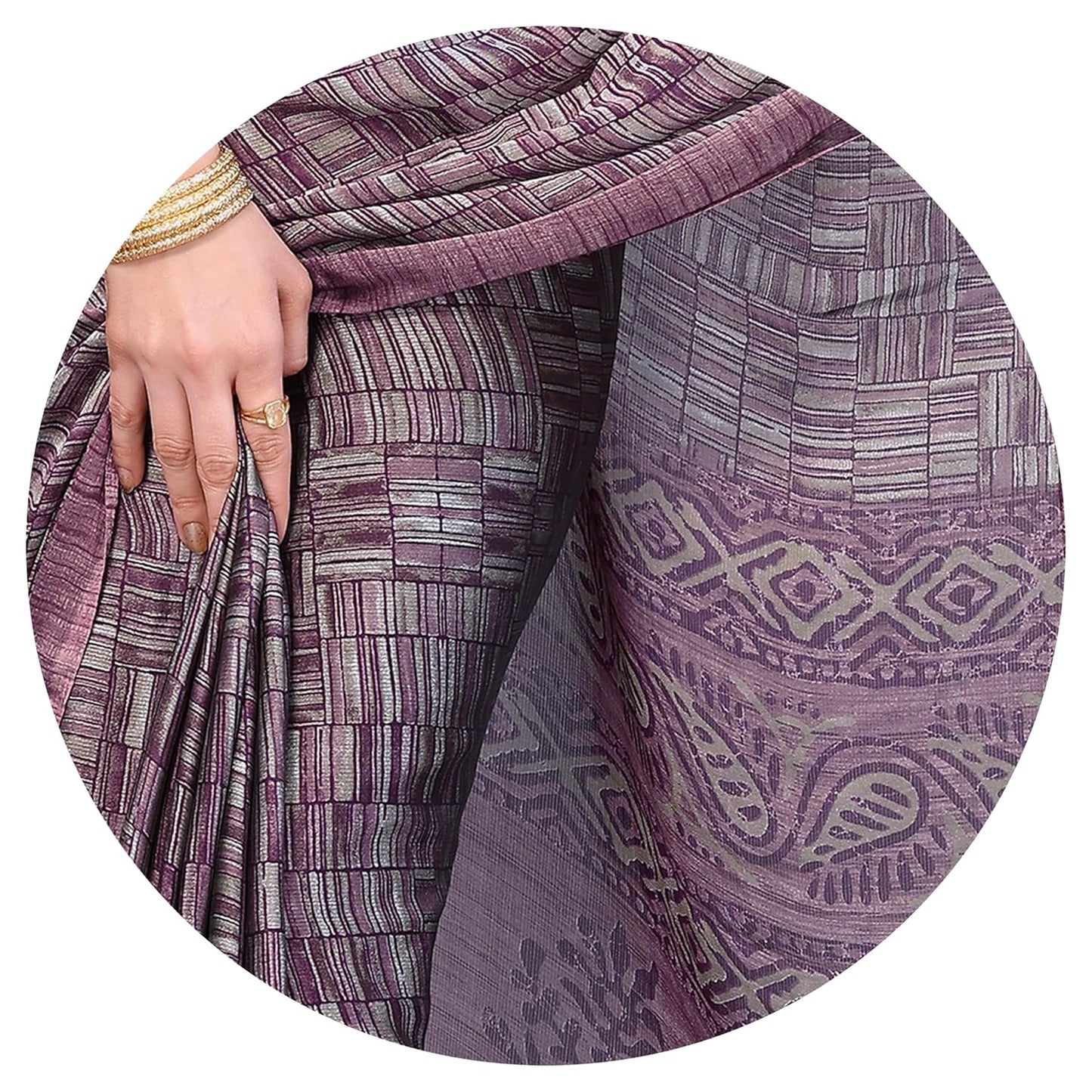 Women's Chiffon Block Printed Saree with Blouse Piece