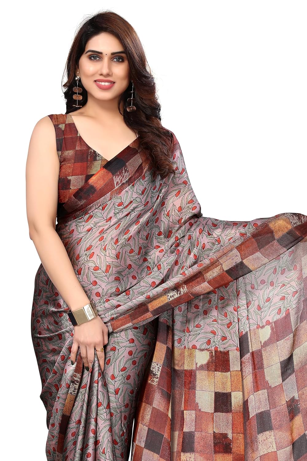 Women's Stylish Chiffon Print Saree with Blouse Piece