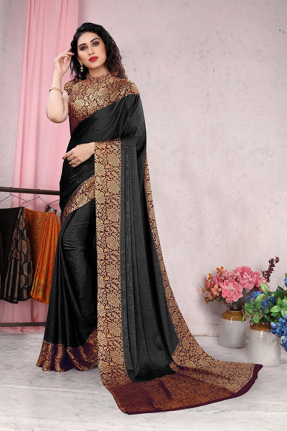 Women's Design Printed Saree with Blouse Piece