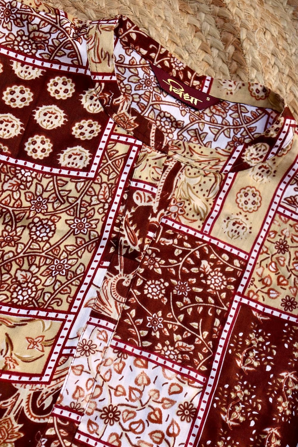 Women's Cotton Blend Floral Printed A-line Kurta