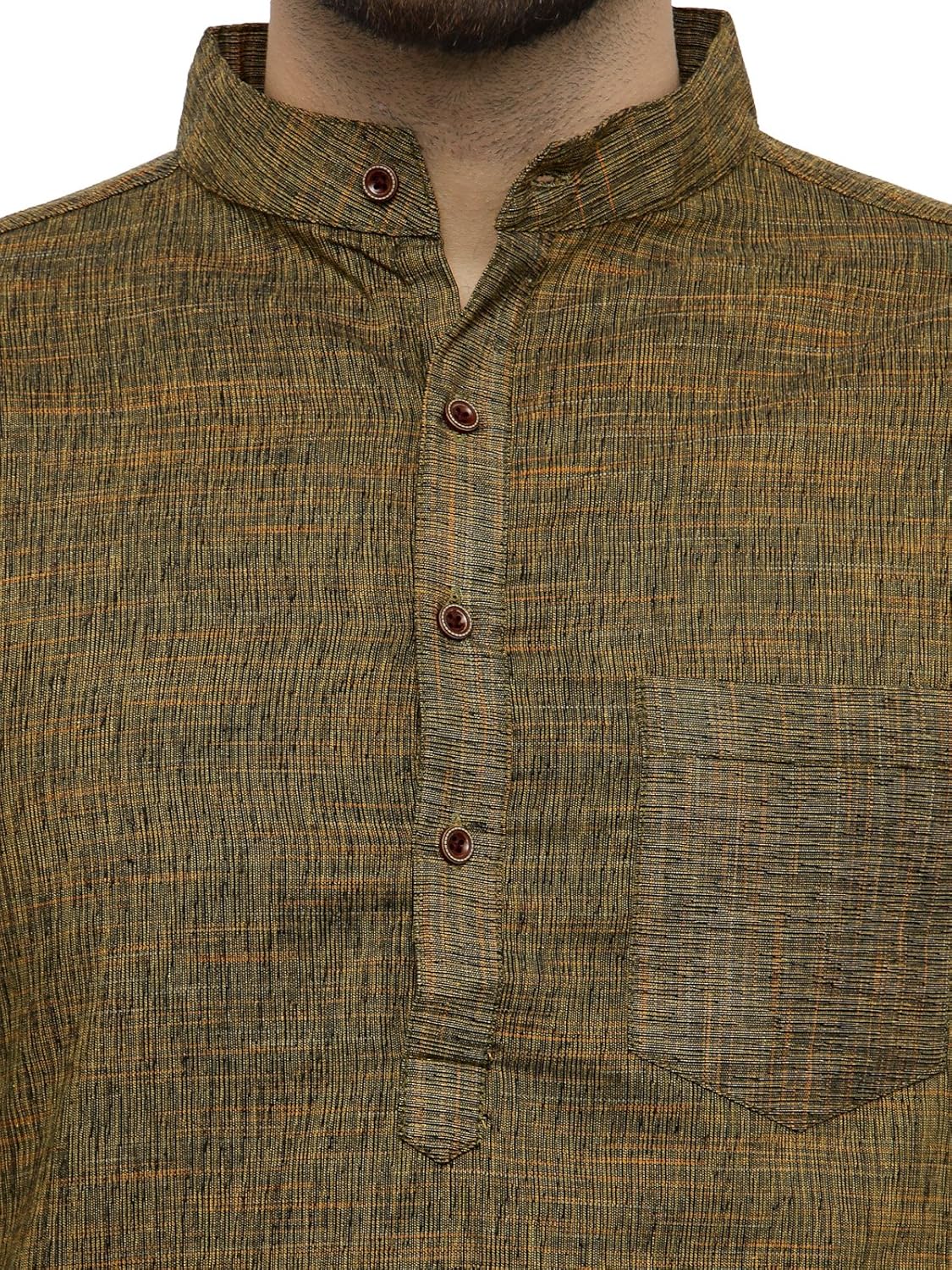 Enchanted Drapes Mens' Solid Cotton Long Kurta