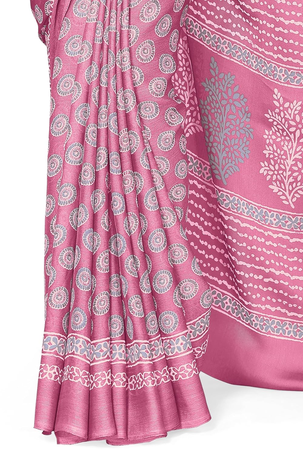 Women's Chiffon Block Printed Saree with Blouse Piece