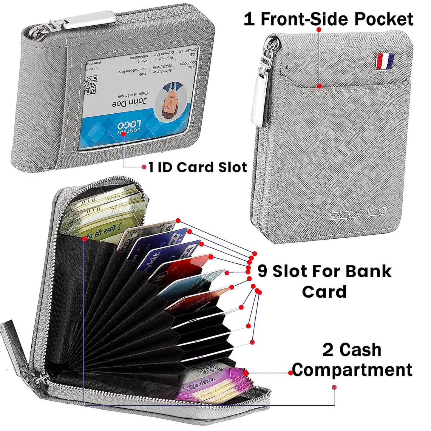 Storite PU Leather 9 Slot Vertical Credit Debit Card