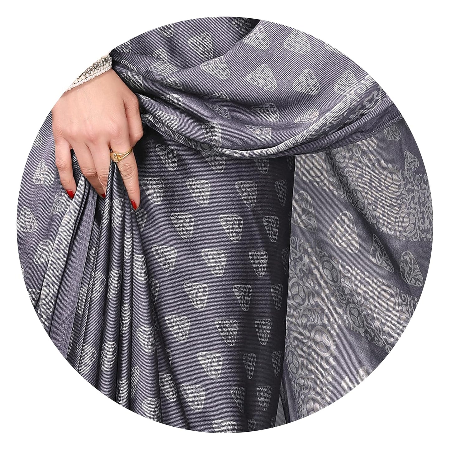 Women's Chiffon Block Printed Saree with Blouse Piece