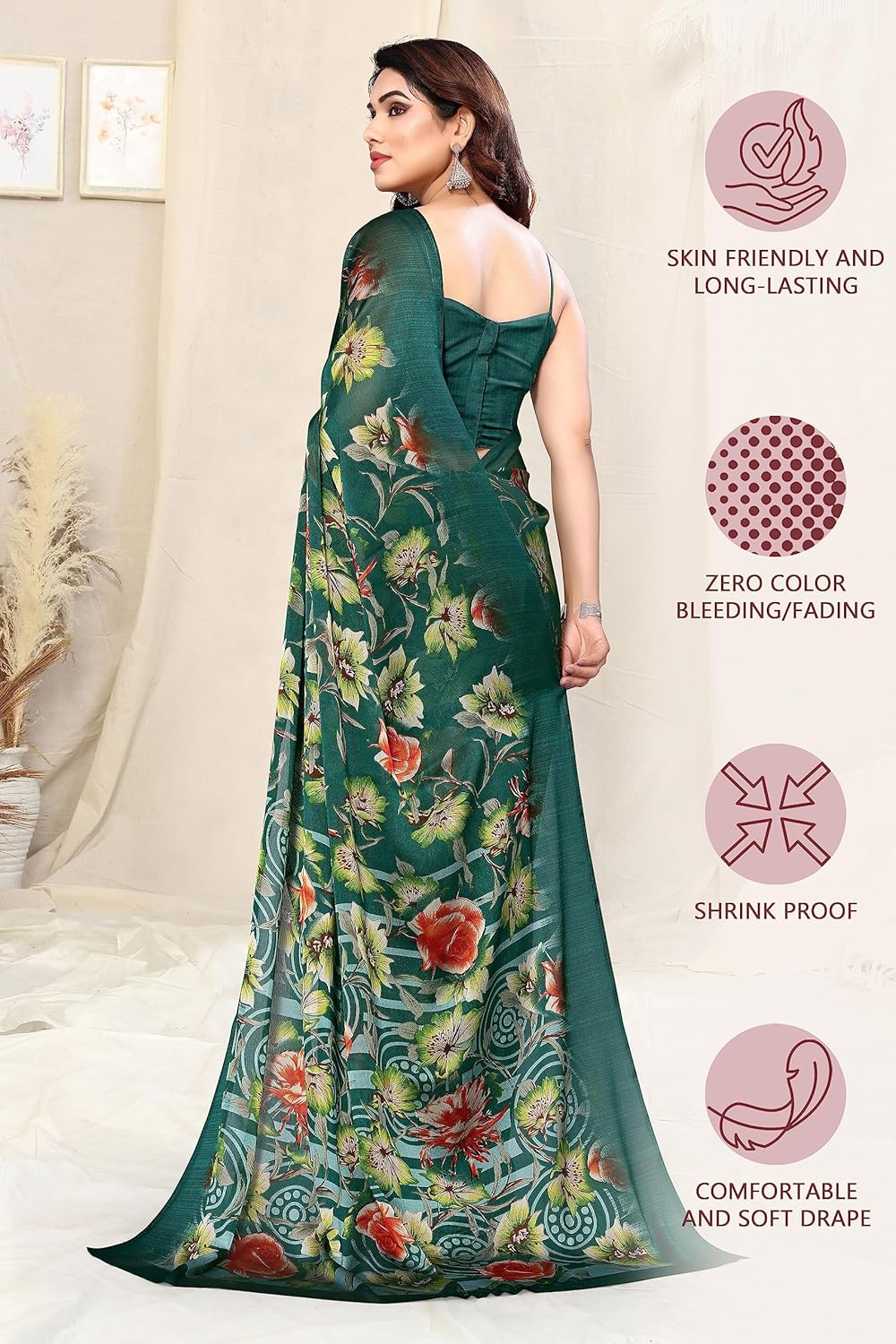 Women's Printed Saree with Blouse Piece