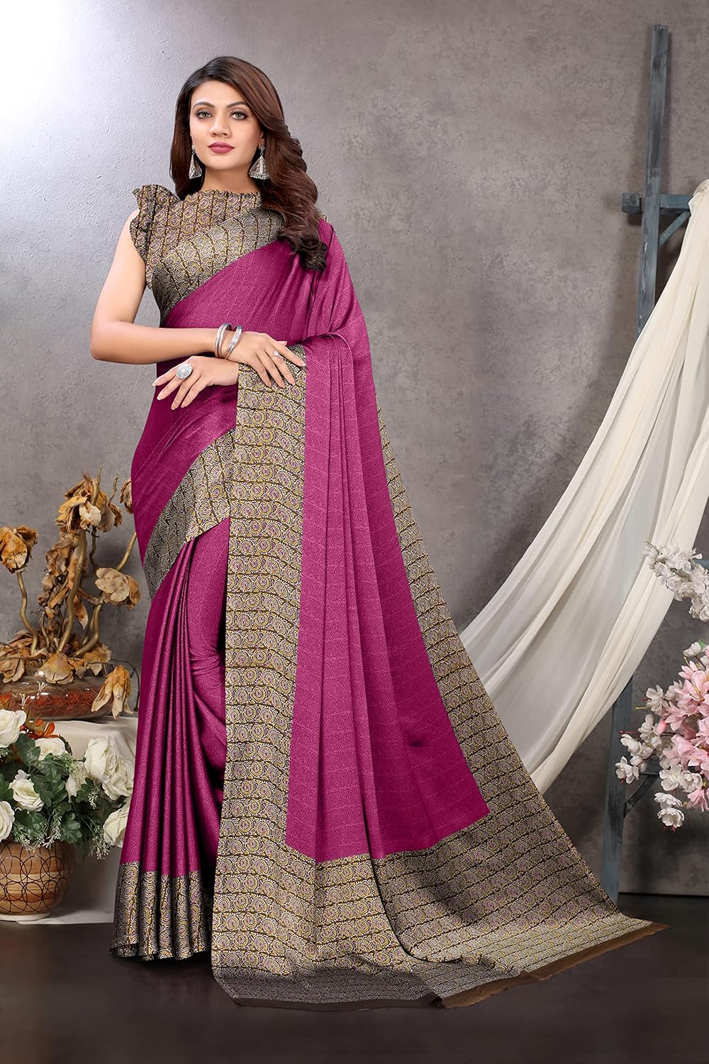 Women's Design Printed Saree with Blouse Piece