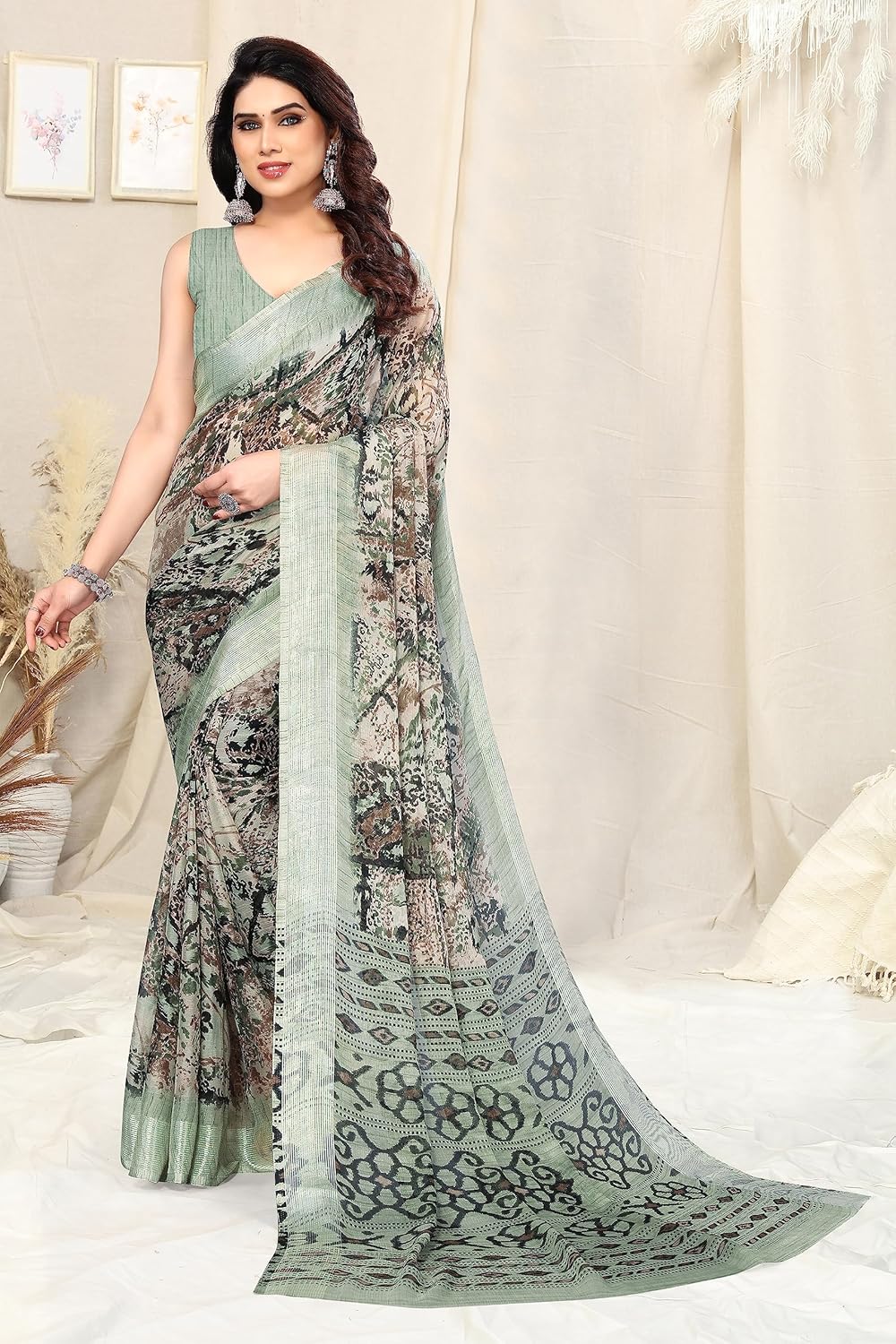 MIRCHI FASHION Women's Saree with Blouse Piece