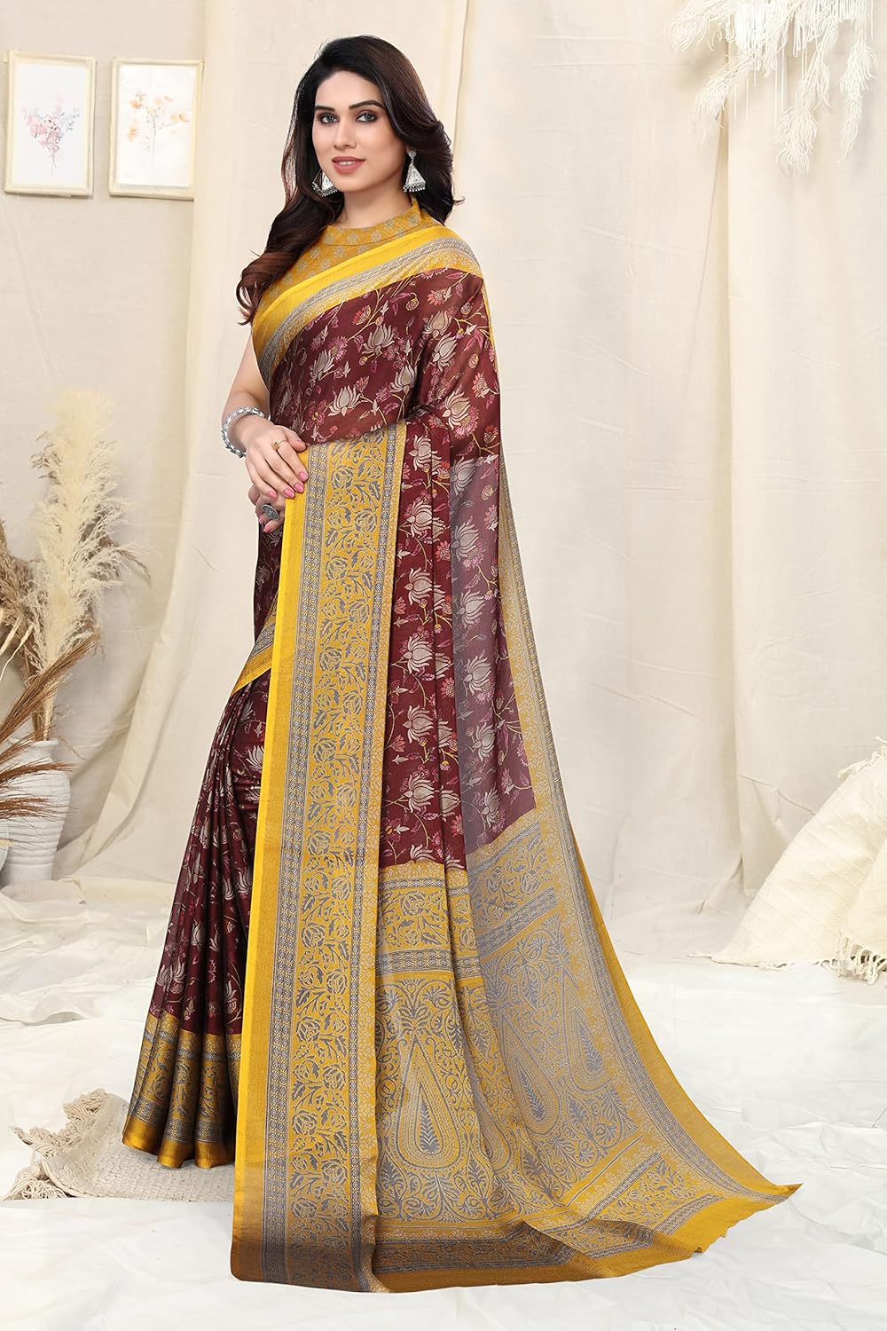 Women's Printed Saree with Blouse Piece
