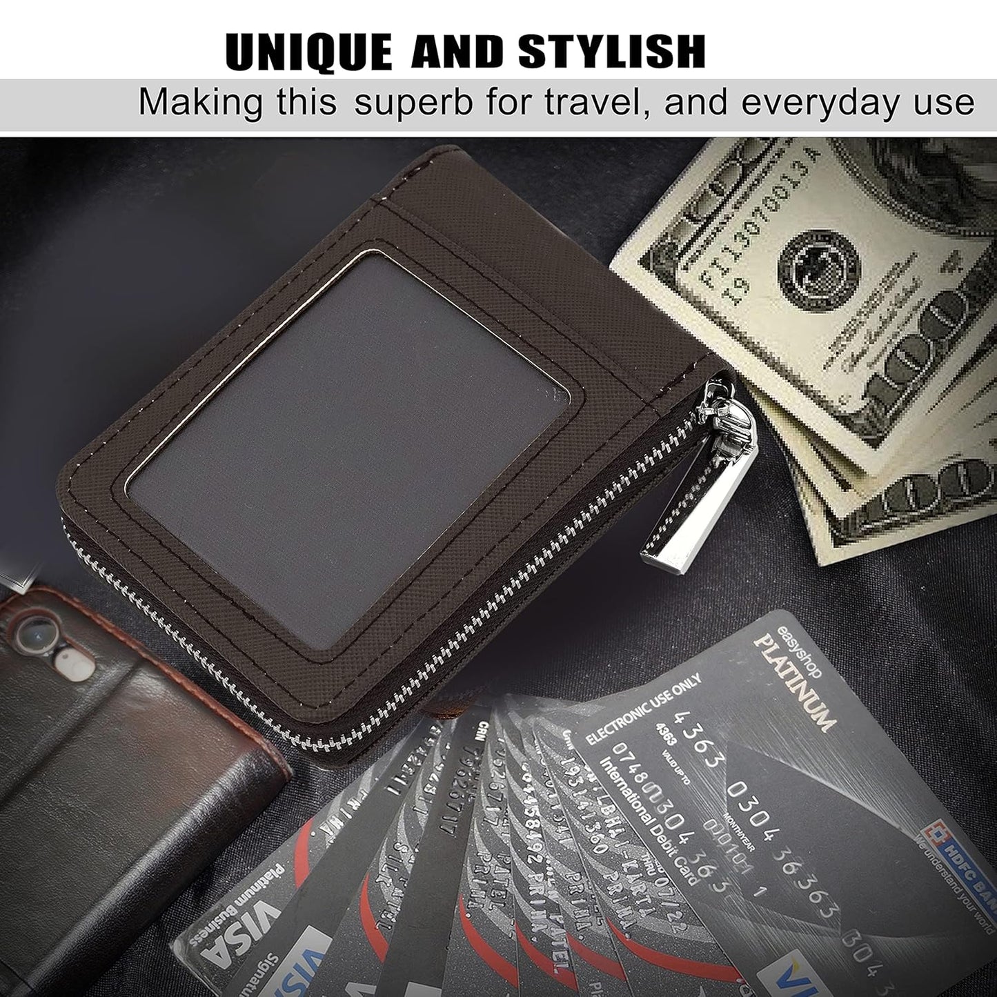 Storite PU Leather 9 Slot Vertical Credit Debit Card