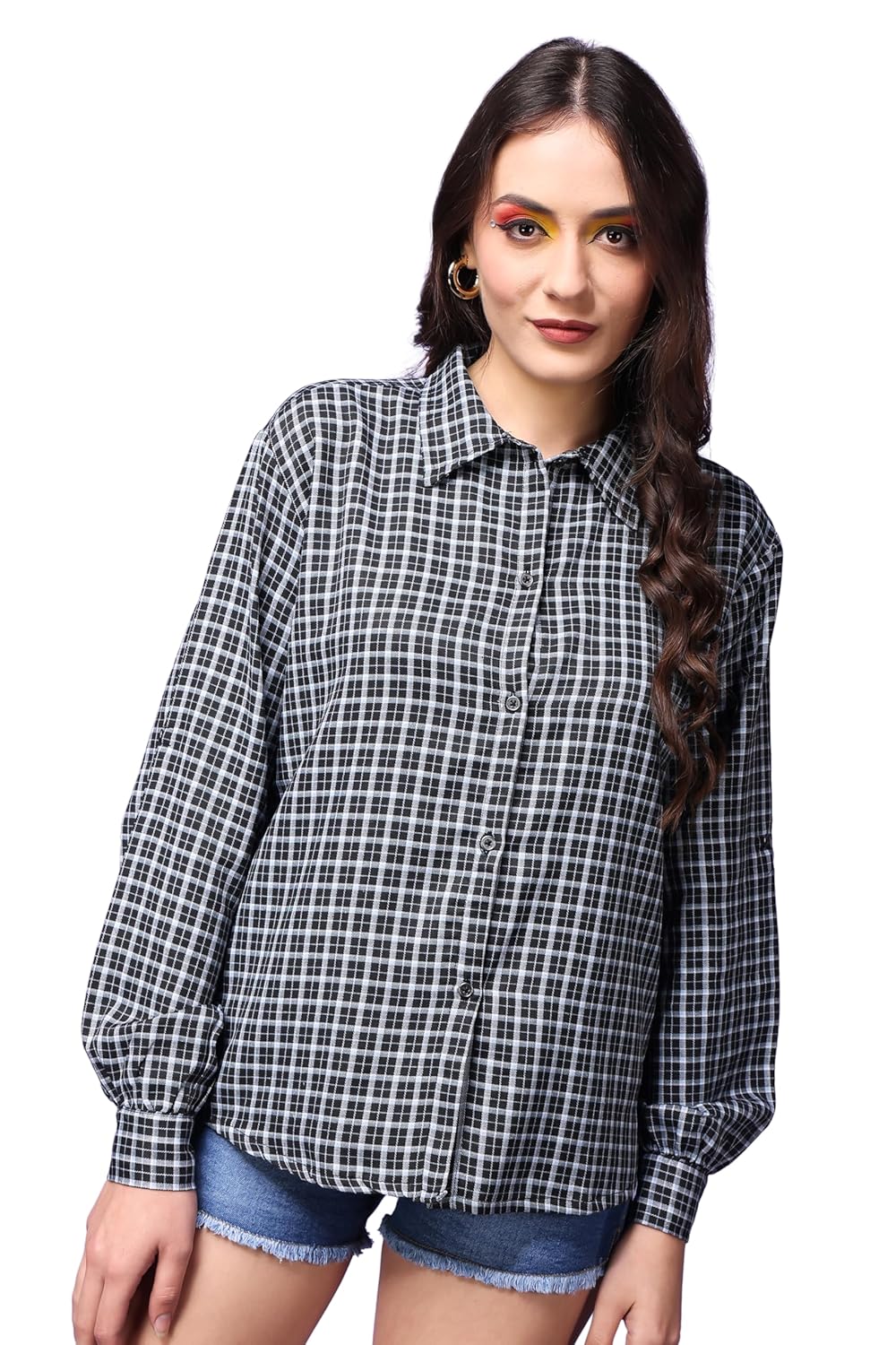 POPWINGS Casual Checks Print Shirt for Women