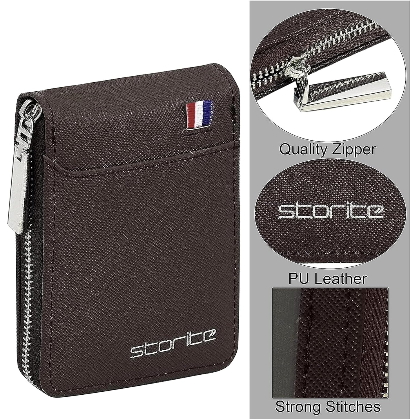 Storite PU Leather 9 Slot Vertical Credit Debit Card