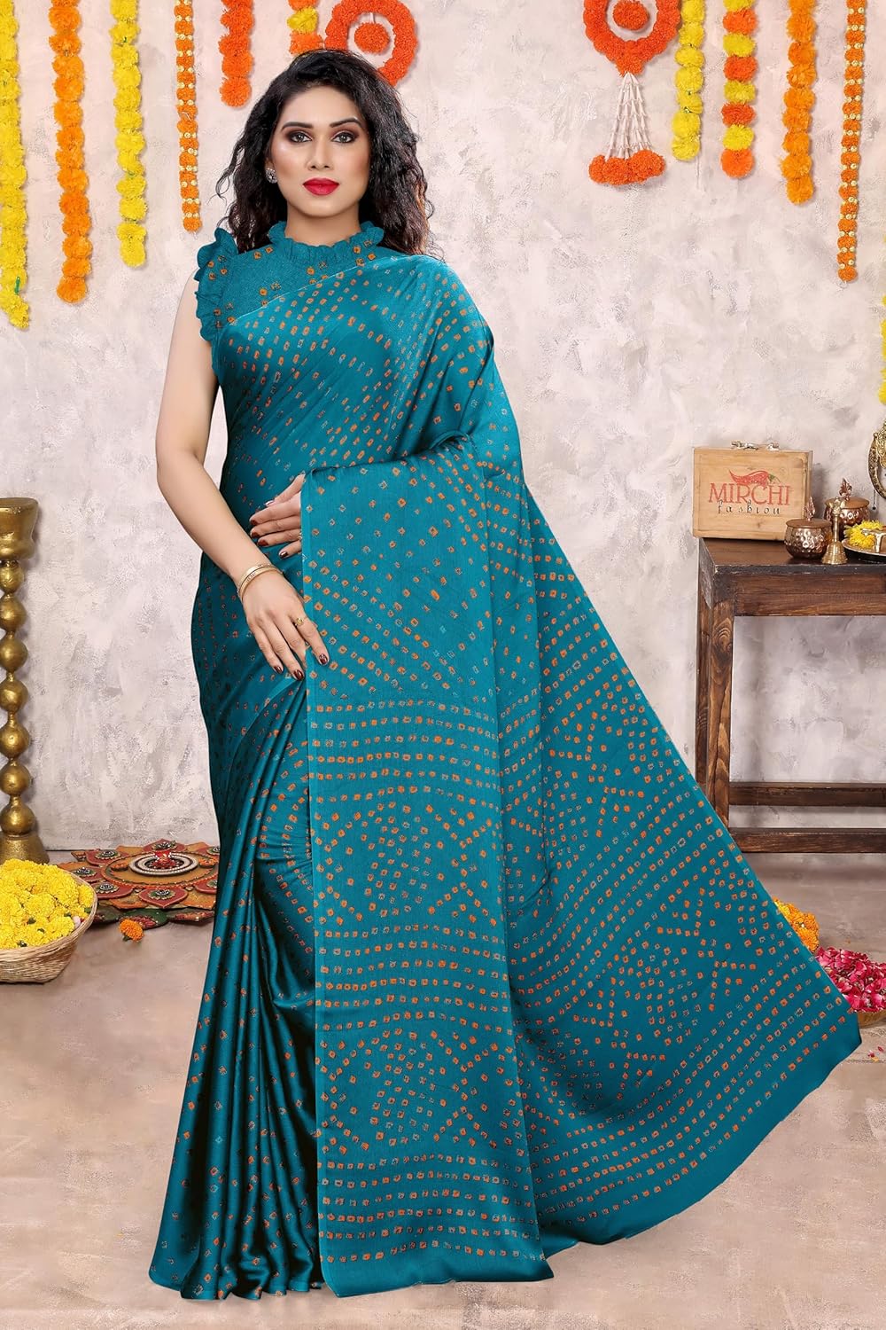 Women's Design Printed Saree with Blouse Piece