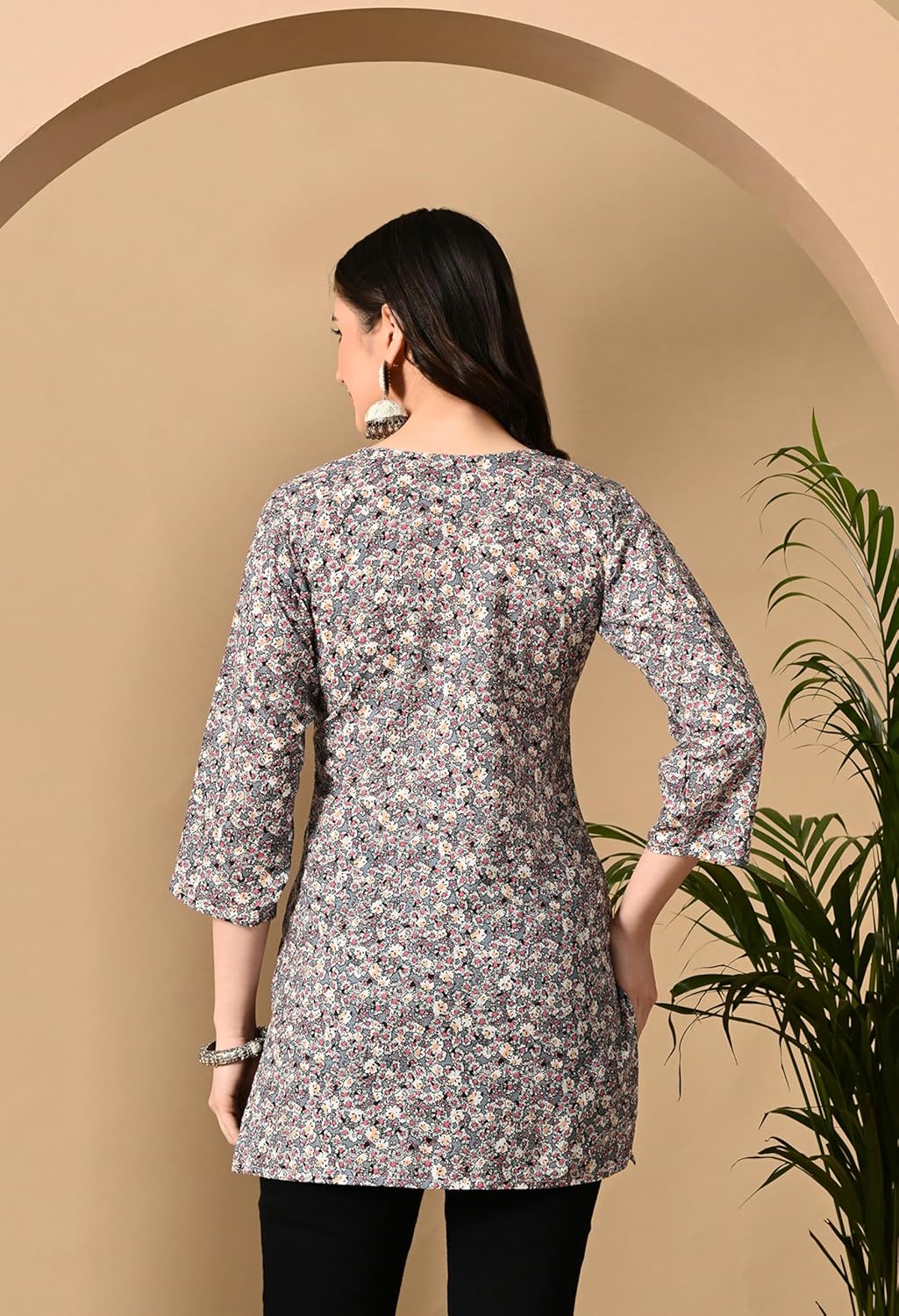 Liboza Cotton Short Kurti for Women V-Neck Shape