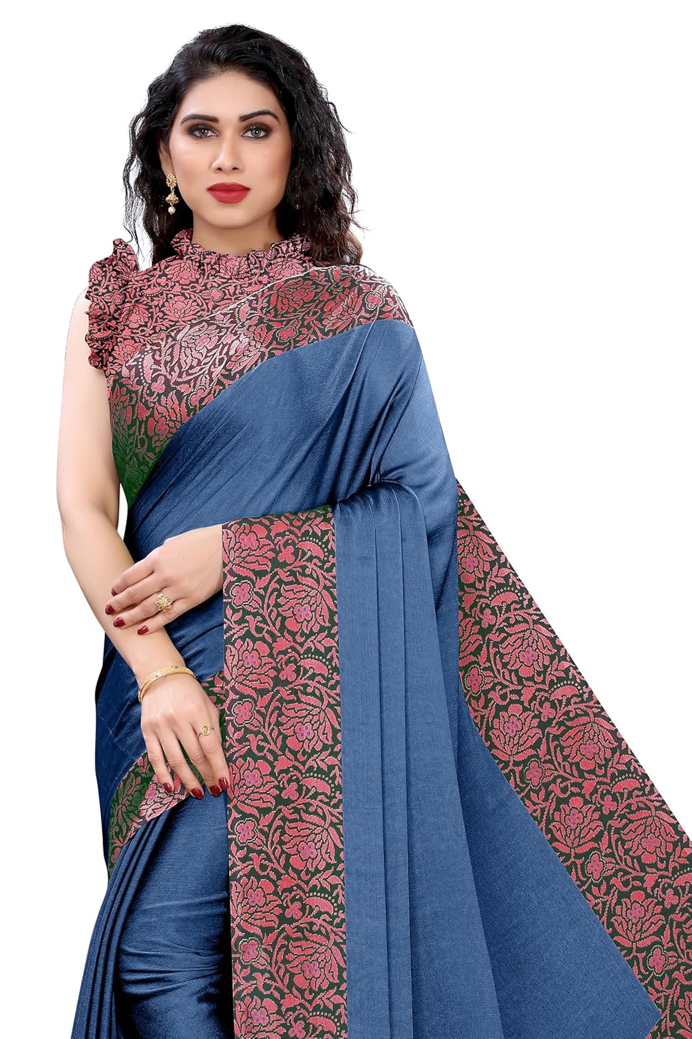 Women's Design Printed Saree with Blouse Piece