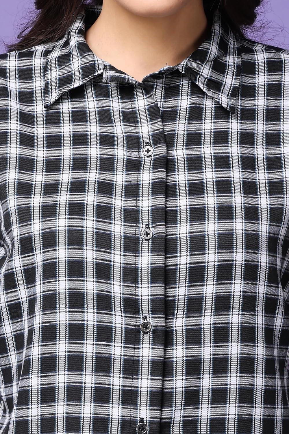 POPWINGS Casual Checks Print Shirt for Women