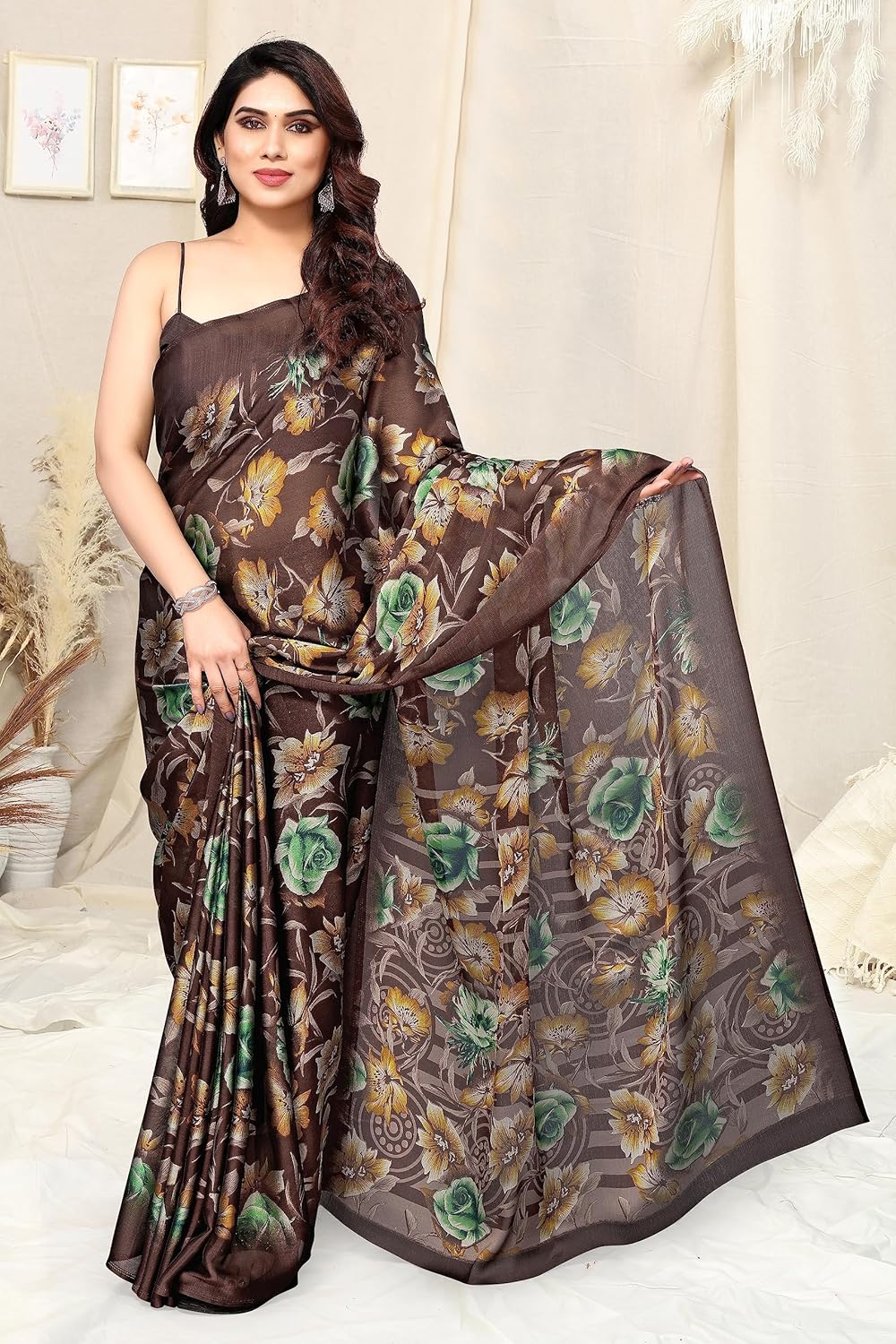 Women's Printed Saree with Blouse Piece