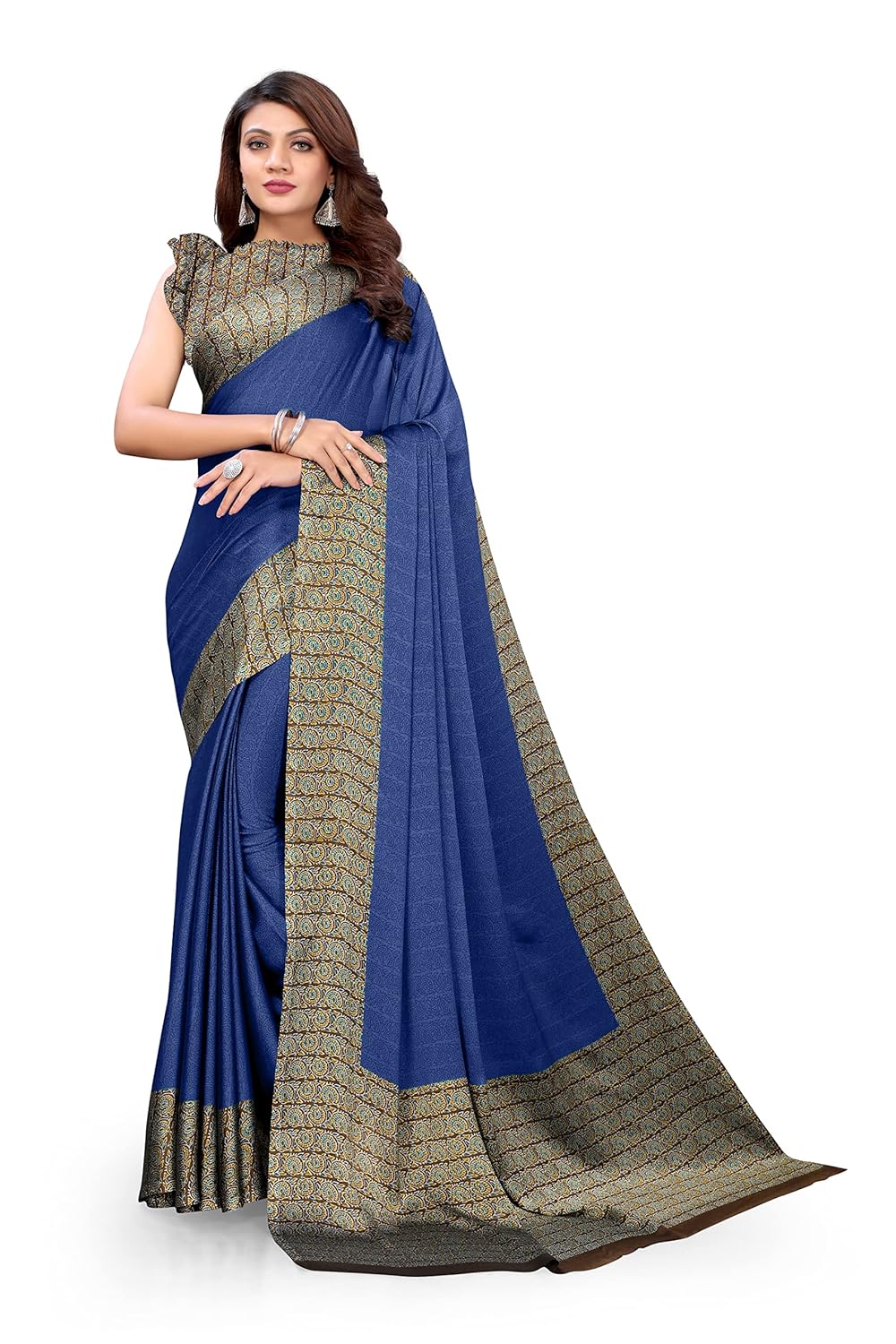 Women's Design Printed Saree with Blouse Piece