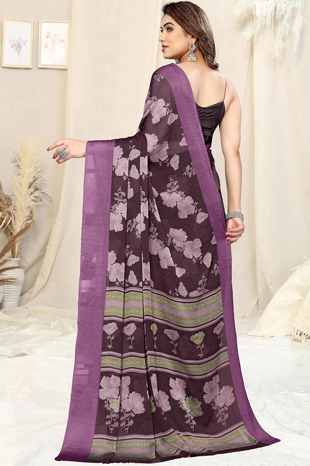 Floral Printed Saree with Blouse Piece