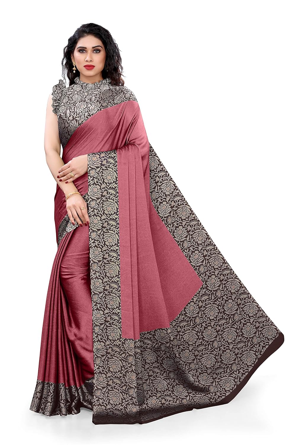 Women's Design Printed Saree with Blouse Piece