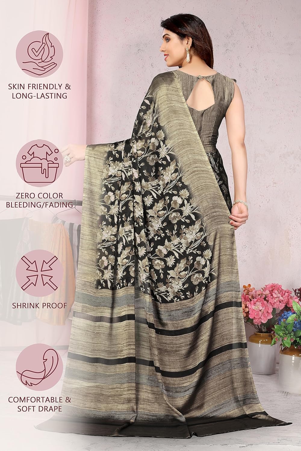 Women's Printed Saree with Blouse Piece