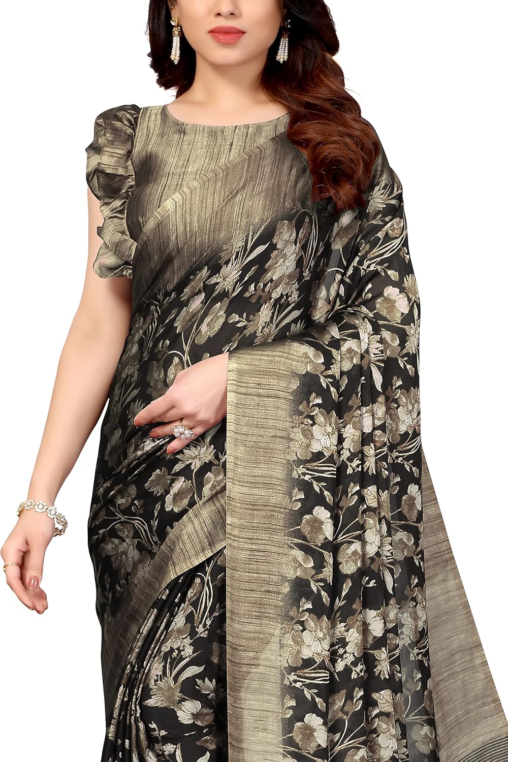 Women's Printed Saree with Blouse Piece