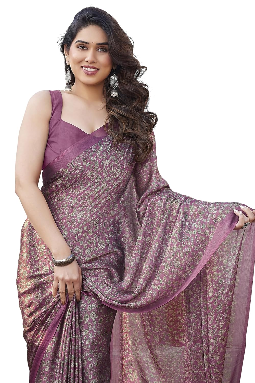 Women's Chiffon Floral Printed Saree with Blouse Piece