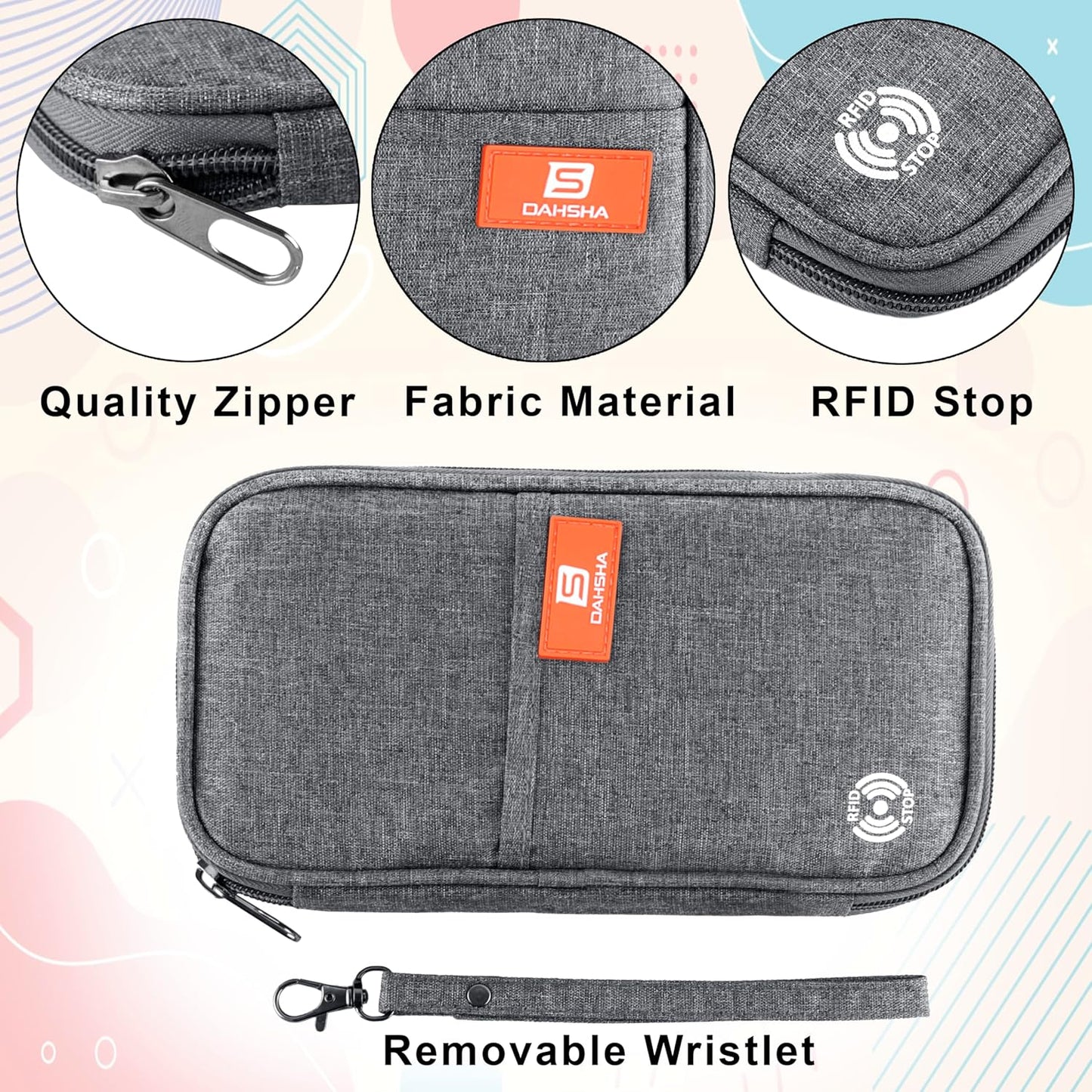 DAHSHA Fabric Travel Family Passport Holder Card