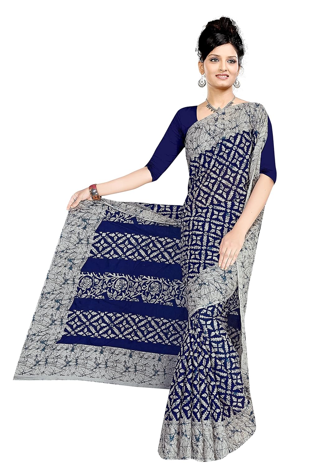 Women's Plain Pure Cotton Saree Without Blouse Piece