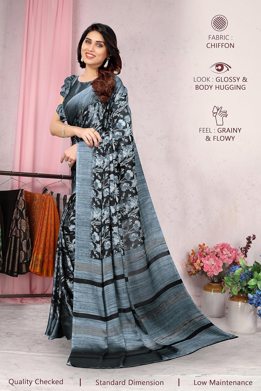 Women's Printed Saree with Blouse Piece