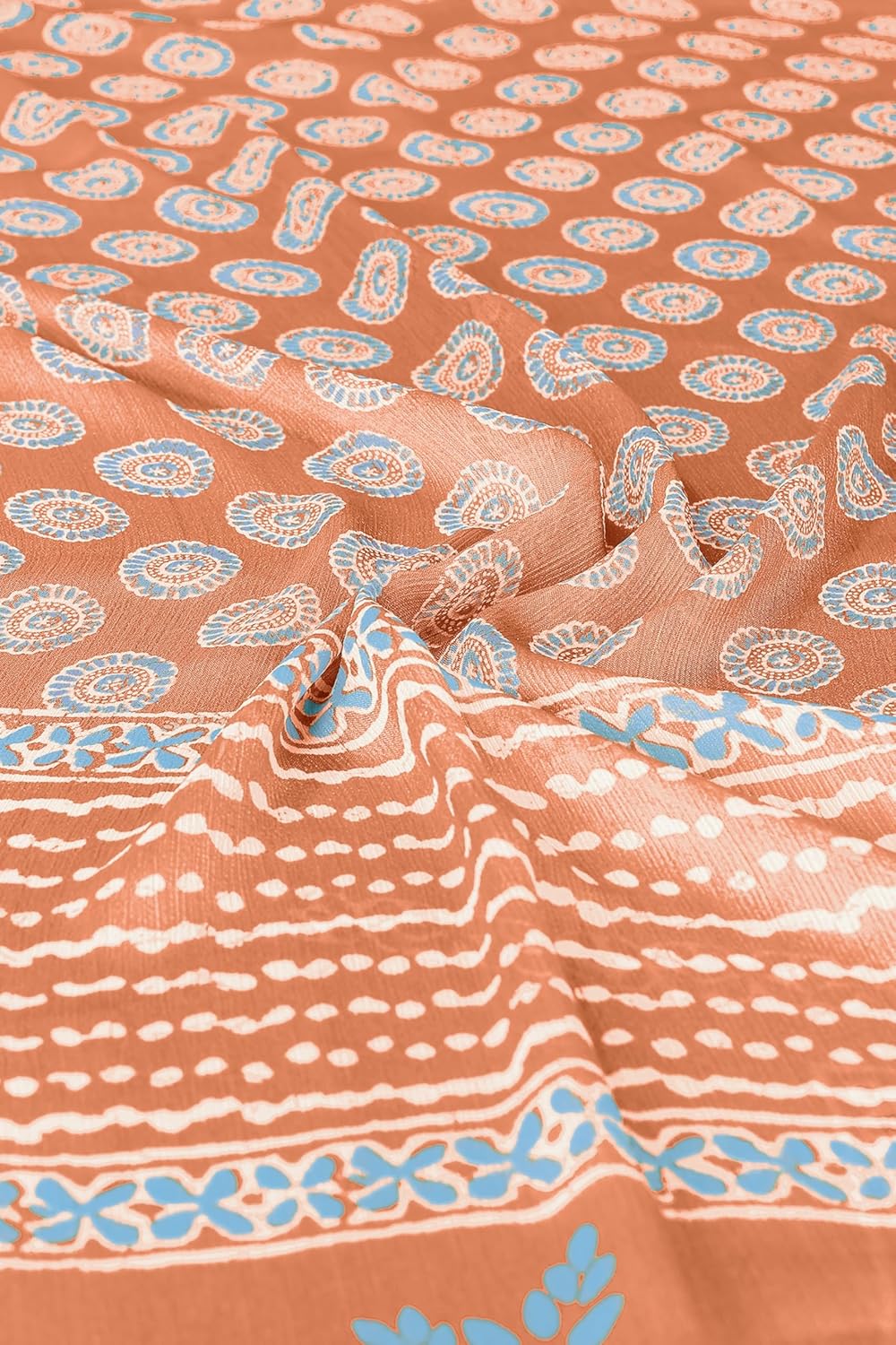 Women's Chiffon Block Printed Saree with Blouse Piece