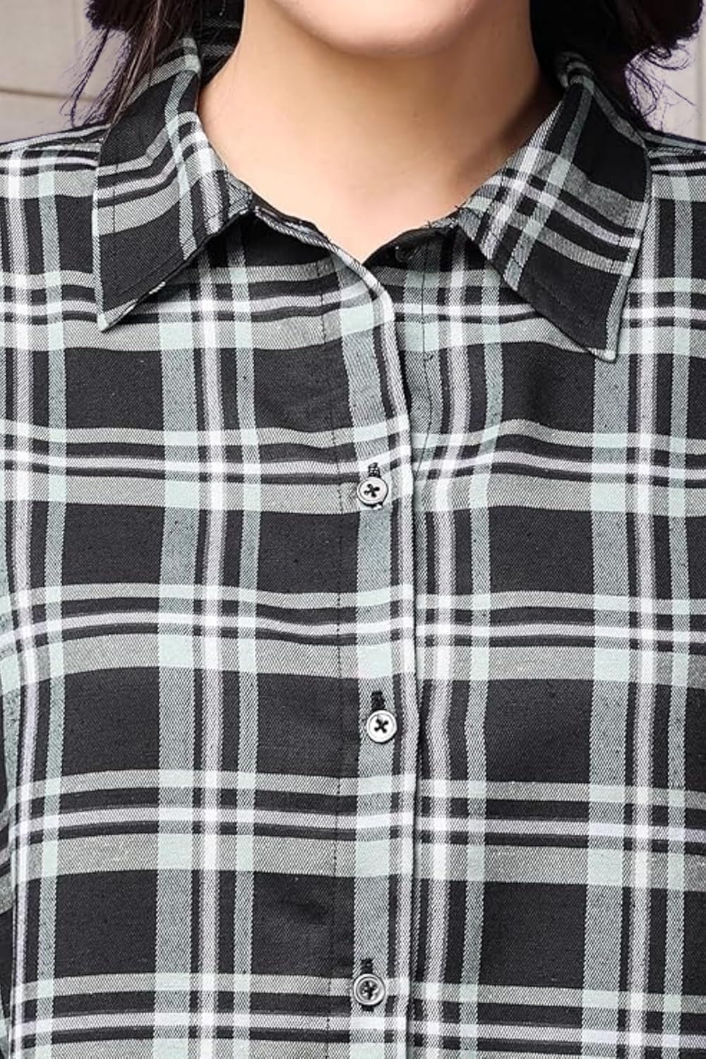 POPWINGS Casual Checks Print Shirt for Women