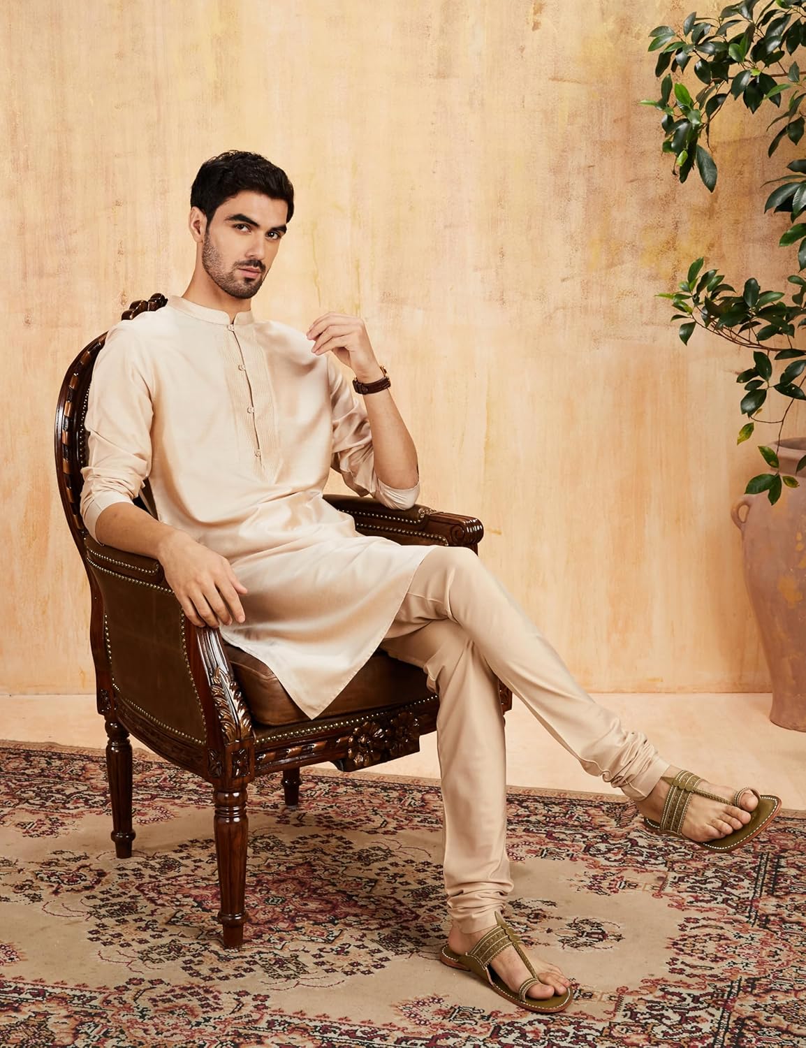 Symbol Men's Rayon Blend Festive Solid Long Kurta (Regular Fit)