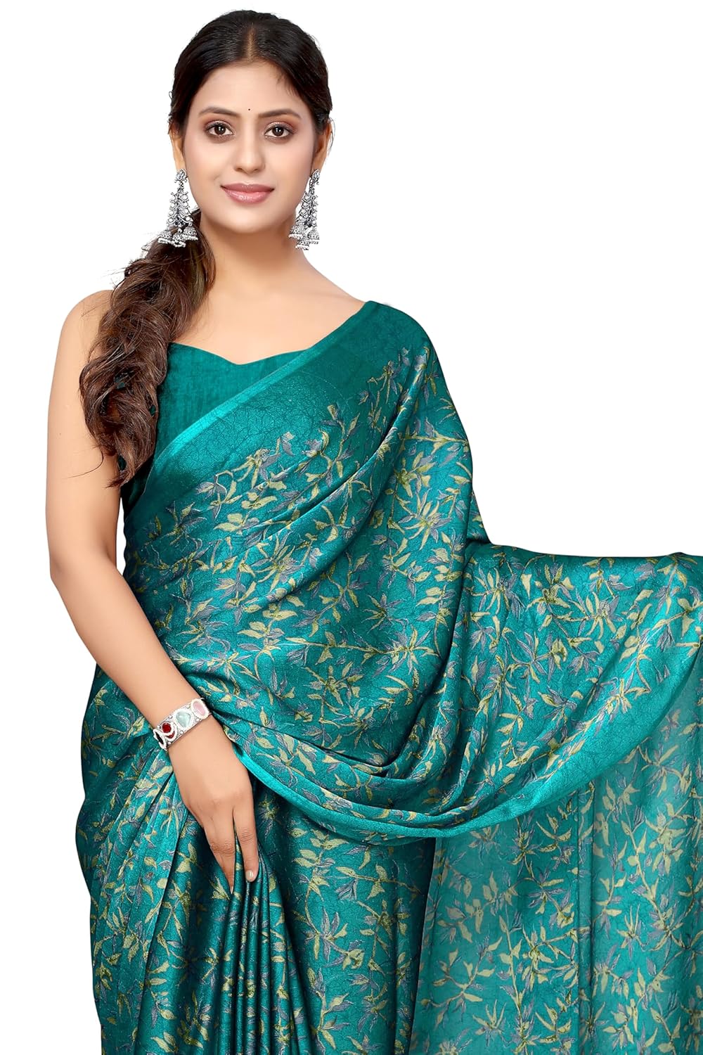 Women's Chiffon Floral Printed Saree with Blouse Piece