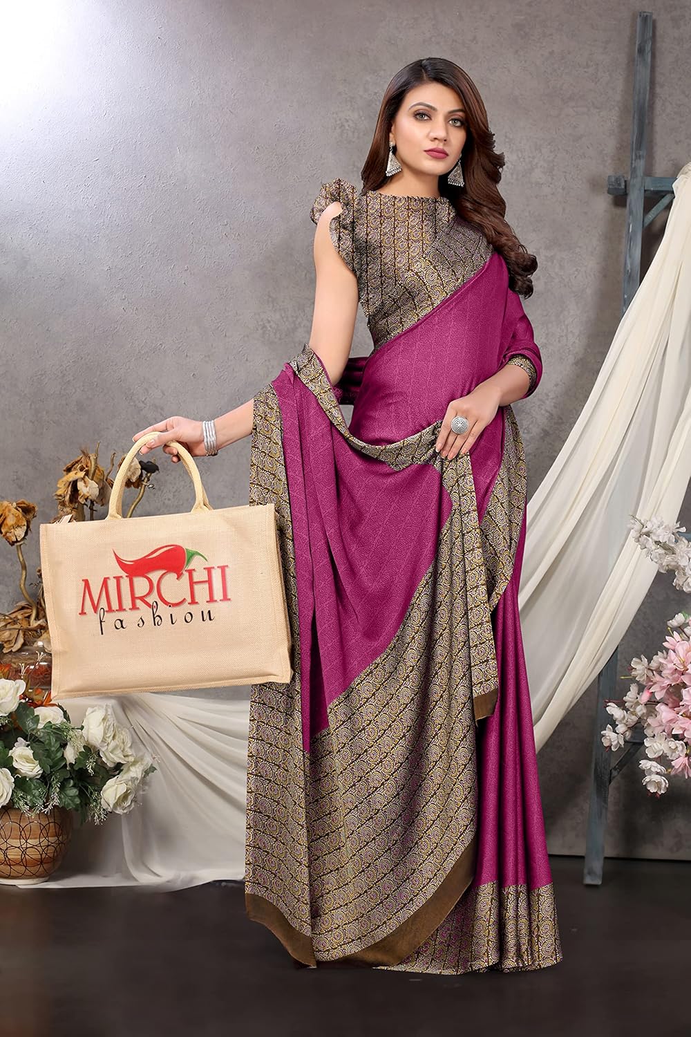 Women's Design Printed Saree with Blouse Piece