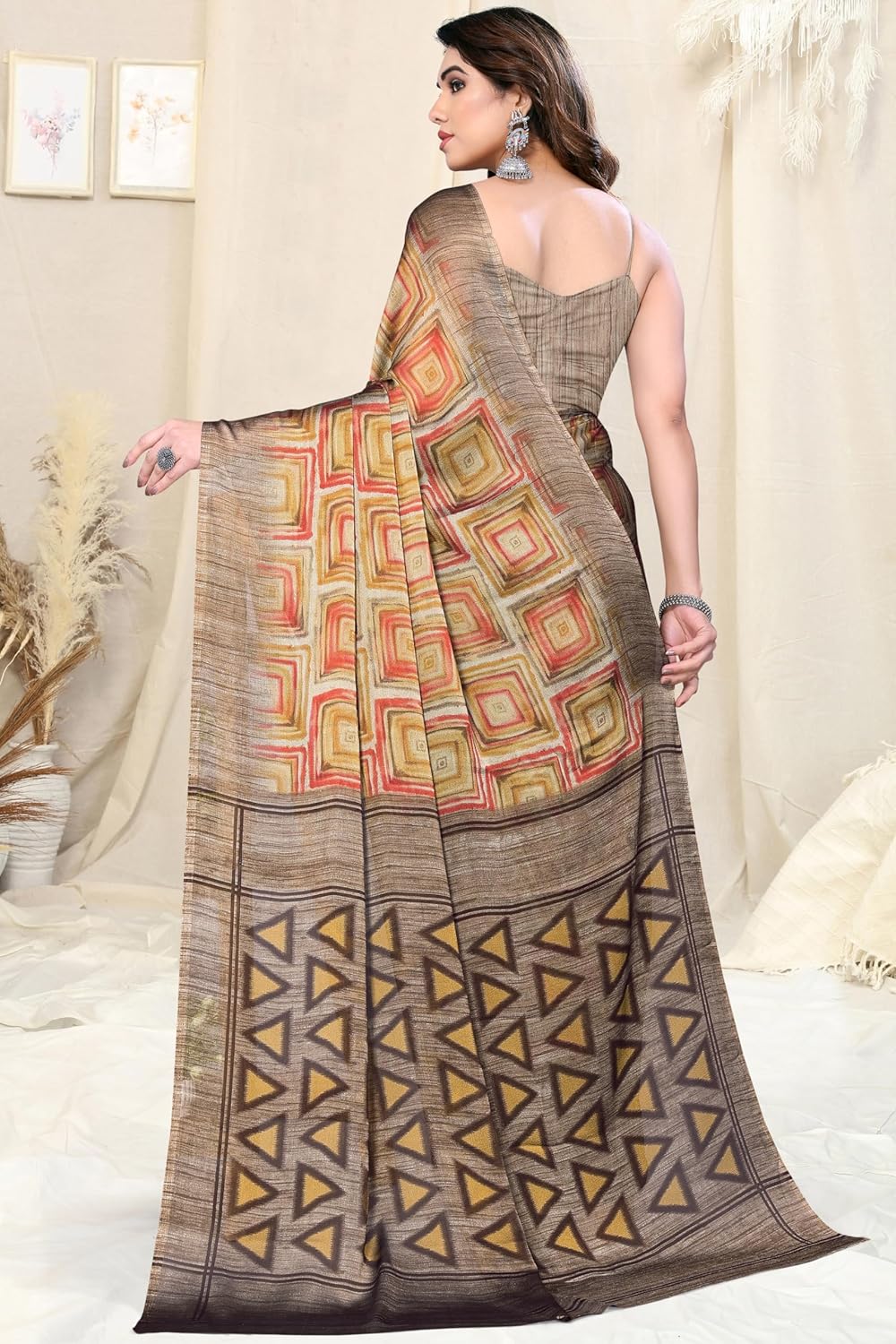 Women's Chiffon Printed Saree with BlousePiece
