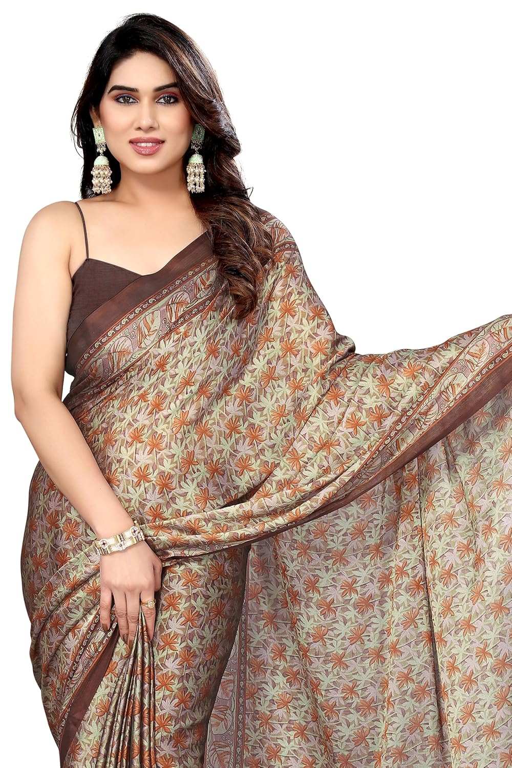 Women's Chiffon Floral Printed Saree with Blouse Piece