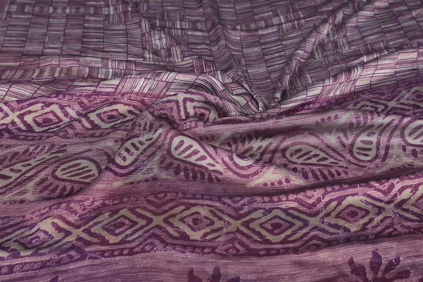 Women's Chiffon Block Printed Saree with Blouse Piece