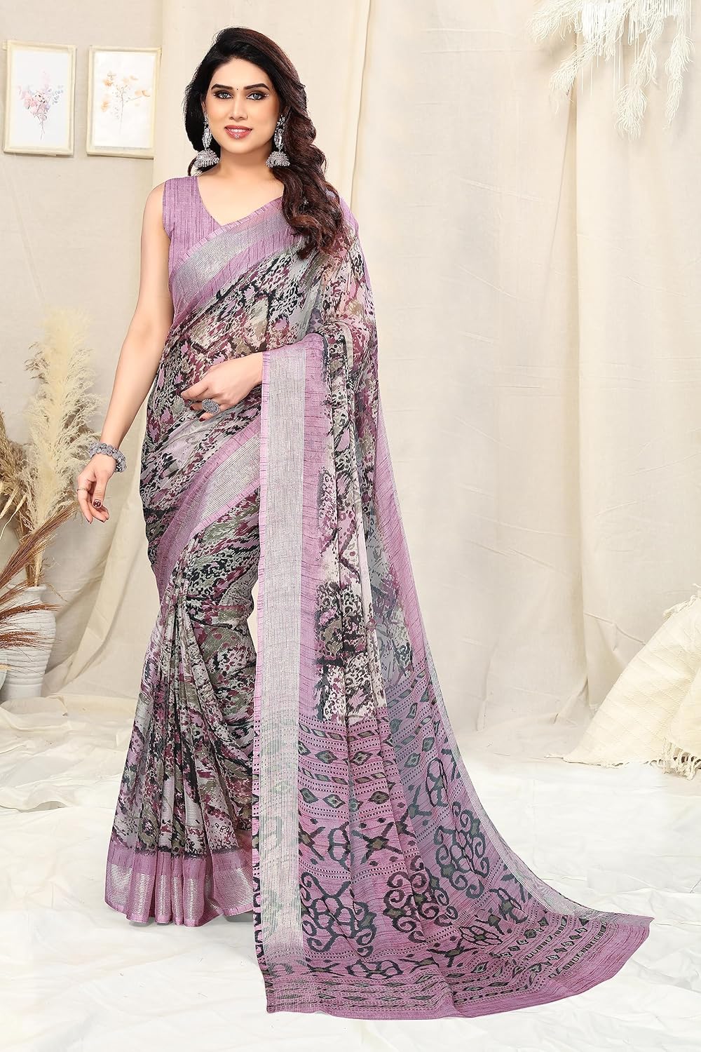 MIRCHI FASHION Women's Saree with Blouse Piece