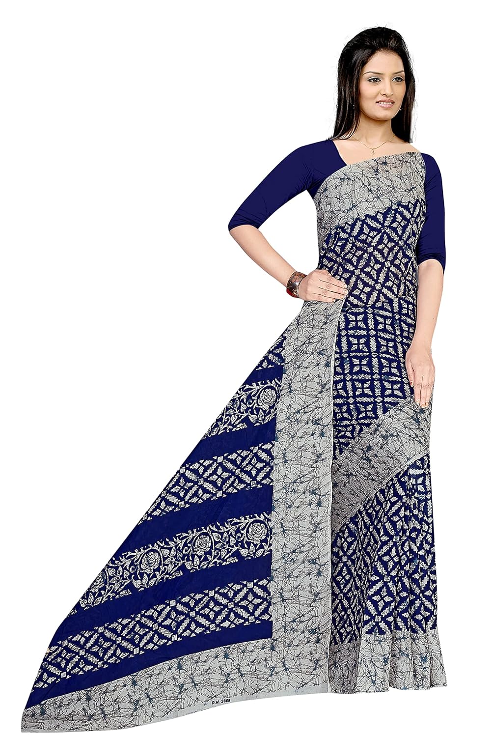 Women's Plain Pure Cotton Saree Without Blouse Piece