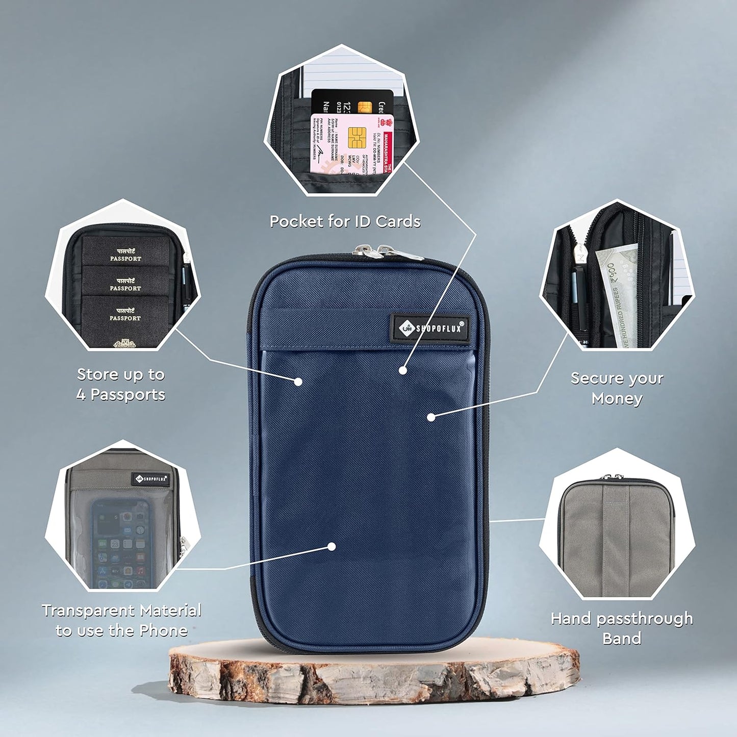 SHOPOFLUX Polyester Travel Passport Cover Organizer