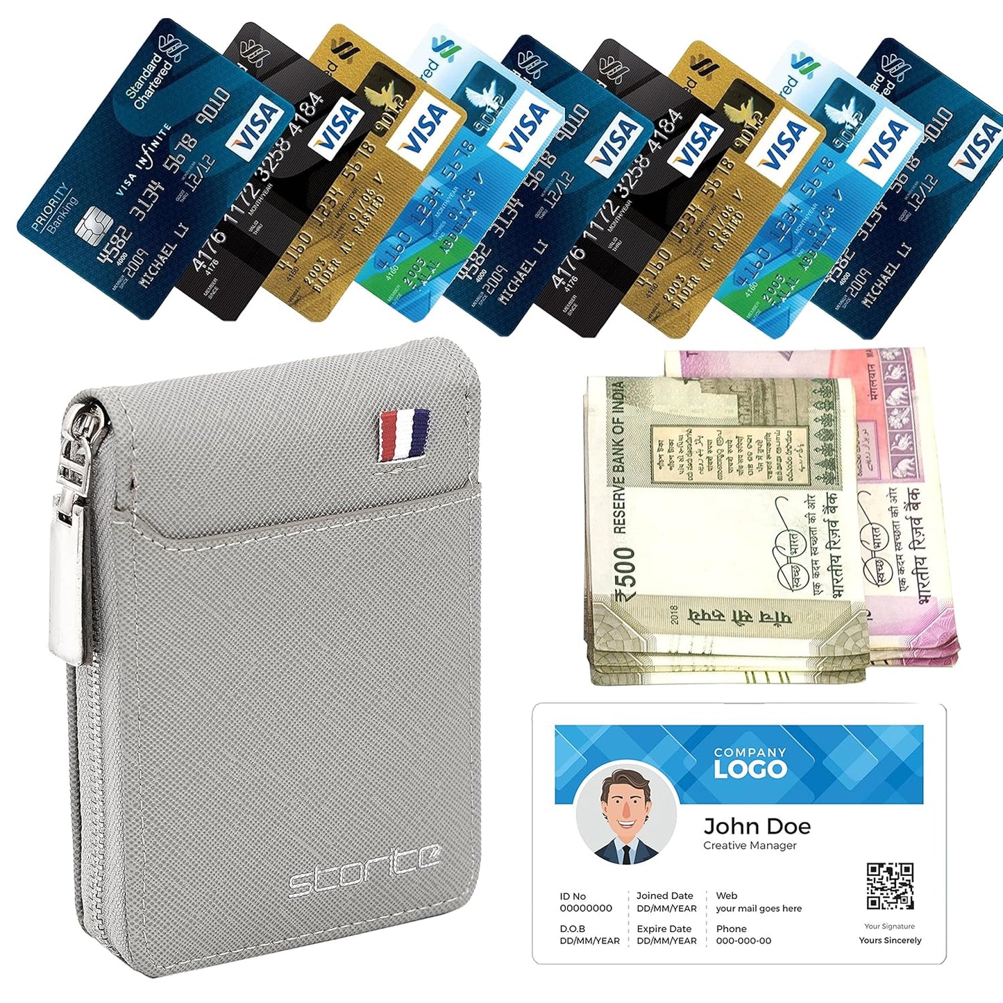 Storite PU Leather 9 Slot Vertical Credit Debit Card