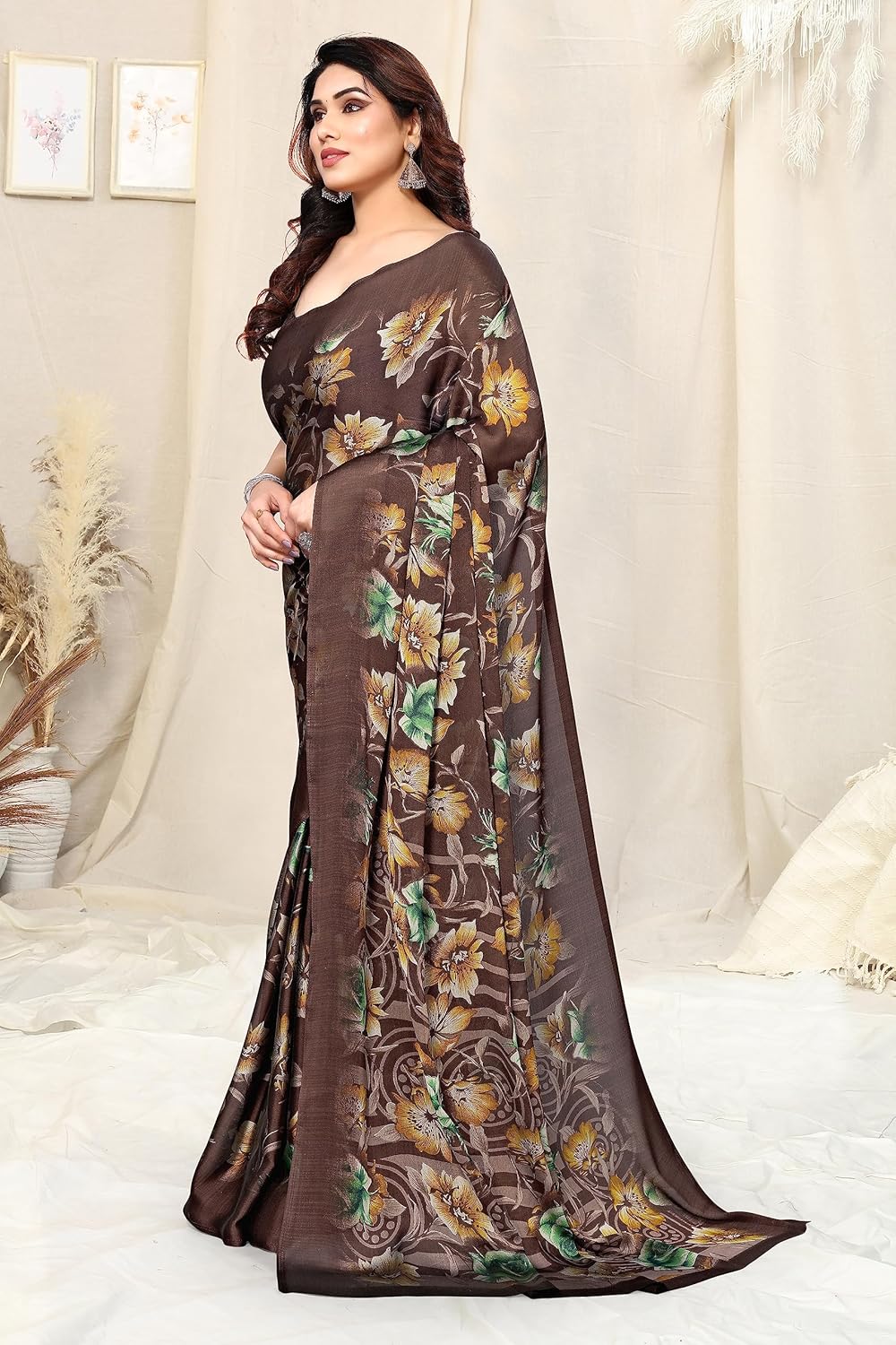 Women's Printed Saree with Blouse Piece
