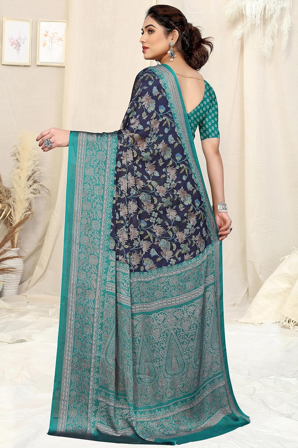 Women's Printed Saree with Blouse Piece