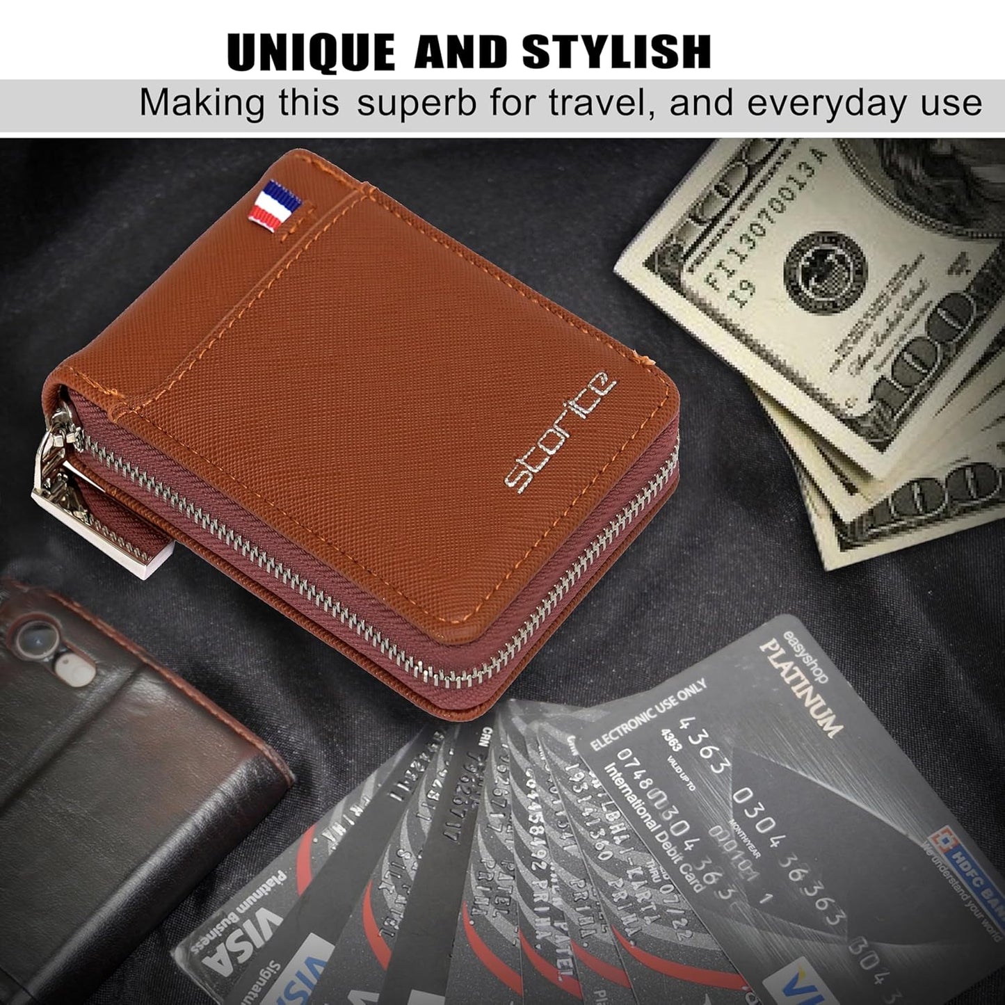 Storite PU Leather 9 Slot Vertical Credit Debit Card