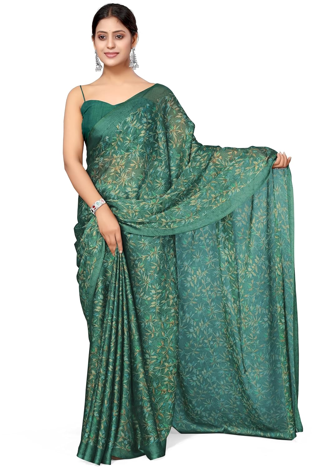 Women's Chiffon Floral Printed Saree with Blouse Piece