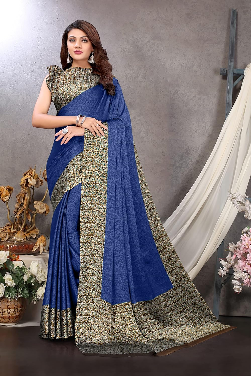 Women's Design Printed Saree with Blouse Piece