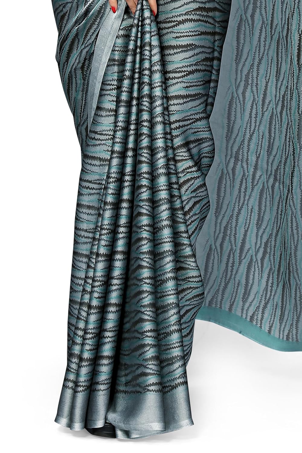Women's Chiffon Block Printed Saree with Blouse Piece