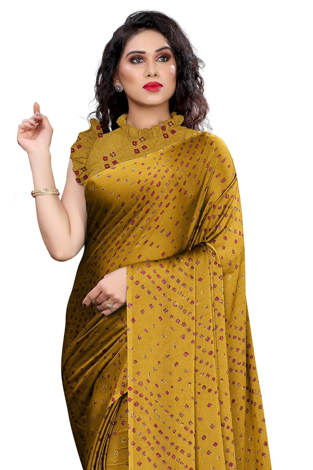 Women's Design Printed Saree with Blouse Piece